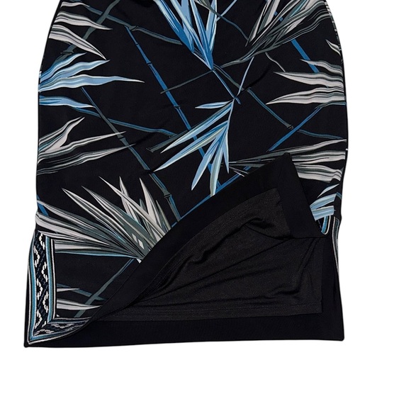 Black & Teal Palm Print Embroidered Sleeveless Sheath Dress ~ Sz XXS ~ NWT - Picture 10 of 13